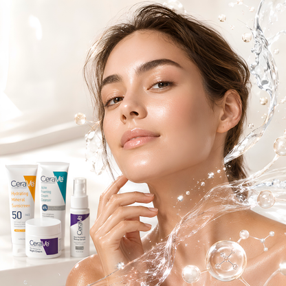 CeraVe Complete Skincare Combo Kit – SPF 50 Sunscreen, Acne Cleanser, Retinol Serum & Night Cream