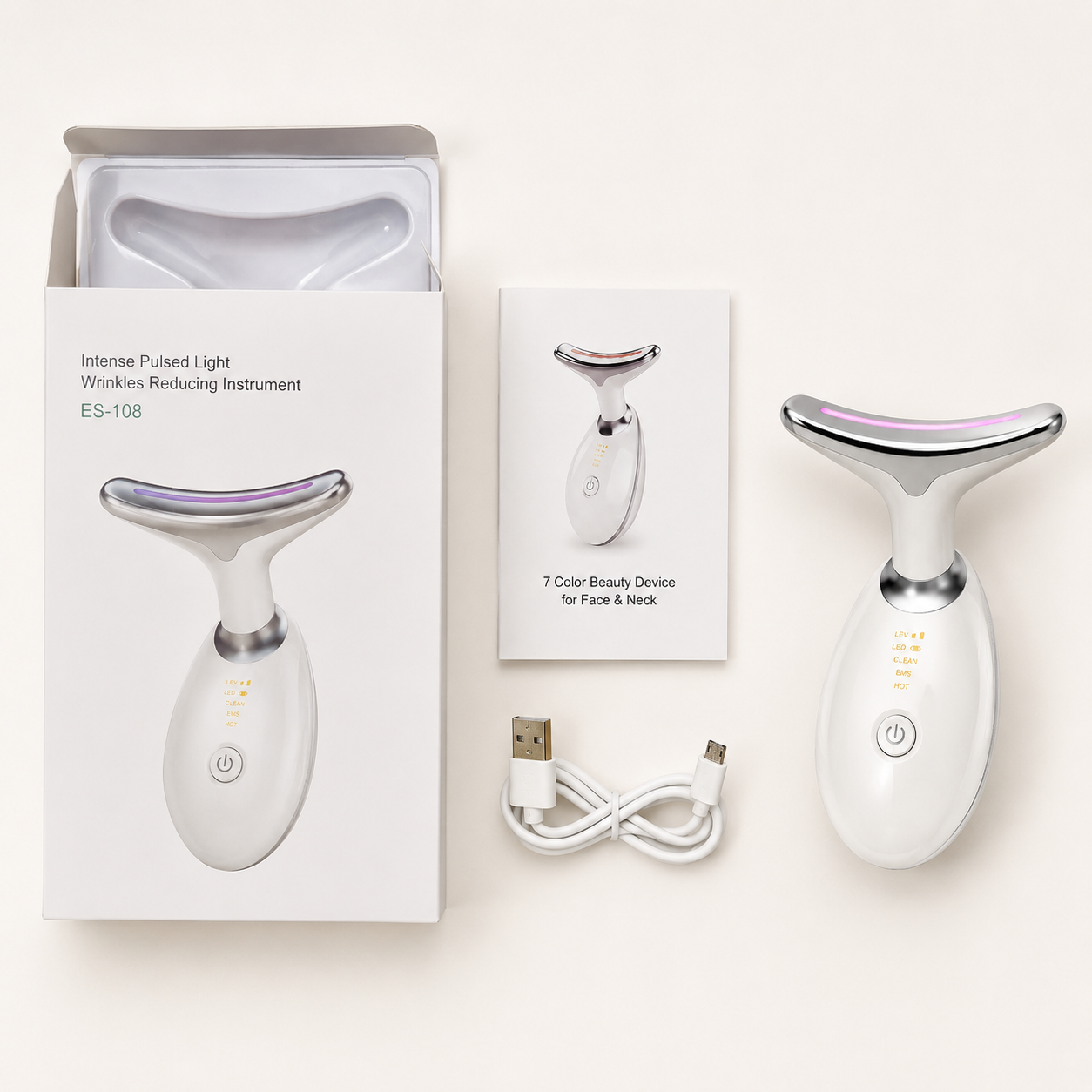 Rechargeable Face & Neck Massager Anti-Wrinkle with 3 Modes 45°C