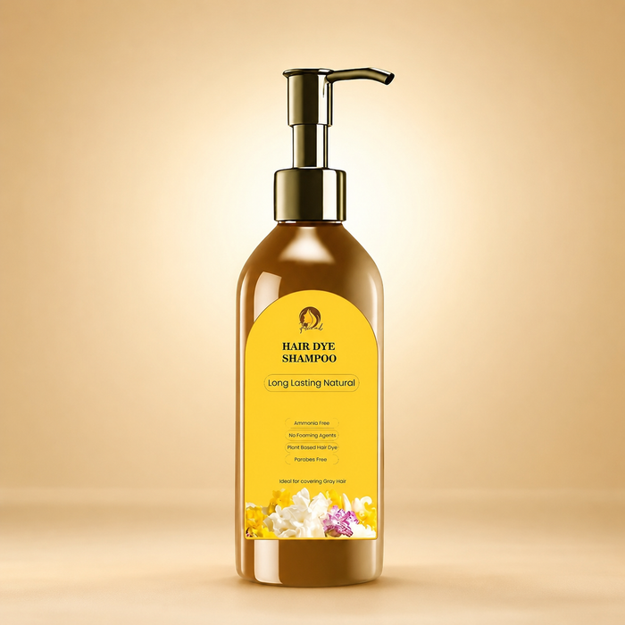 Floral Natural Black Hair Dye Shampoo 200ml – Ammonia-Free Herbal Gray Coverage with Ginseng & Fo-Ti