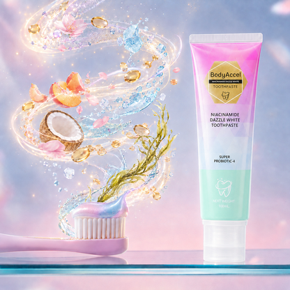 Body Accel Niacinamide Whitening Toothpaste 100ml – Probiotic Stain Removal for Fresh Breath & Bright Smile
