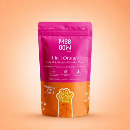 Meeoow Club Orange Hair Removal Wax Powder 100g – 10 Min Painless Body Wax for Smooth Skin