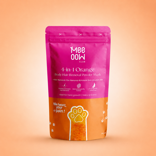 Meeoow Club Orange Hair Removal Wax Powder 100g – 10 Min Painless Body Wax for Smooth Skin