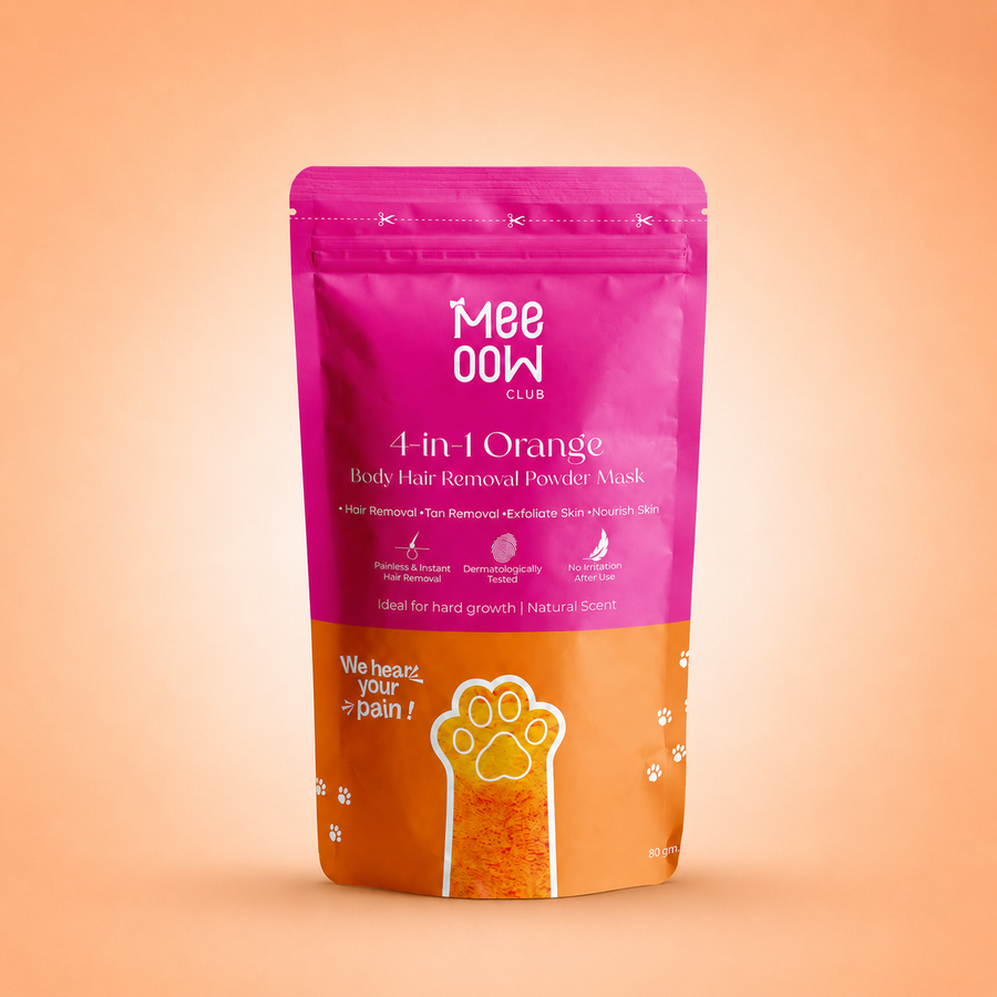 Meeoow Club Orange Hair Removal Wax Powder 100g – 10 Min Painless Body Wax for Smooth Skin