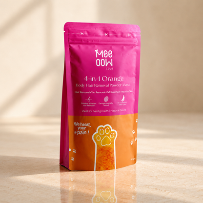 Meeoow Club Orange Hair Removal Wax Powder 100g – 10 Min Painless Body Wax for Smooth Skin