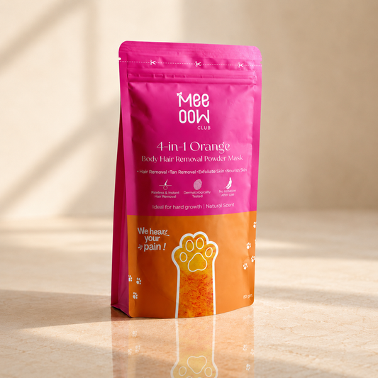 Meeoow Club Orange Hair Removal Wax Powder 100g – 10 Min Painless Body Wax for Smooth Skin