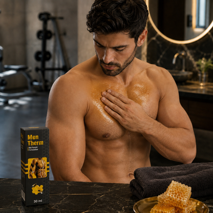 Men Therm Bee Venom Heating Massage Oil 30ml – Men’s Chest Care & Firm-Looking Skin Support